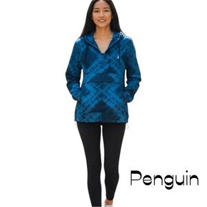 Original Penguin Navy Blue Tie Dyed Quarter Quarter Zip Hoodie Jacket Size L